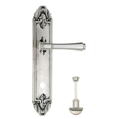 Дверная ручка на планке Venezia Callisto VNZ1504 PL90 натуральное серебро + черный