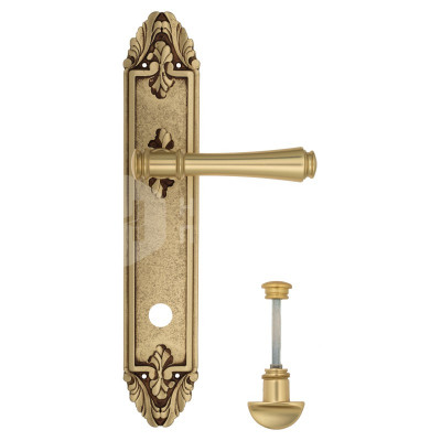 Дверная ручка на планке Venezia Callisto VNZ1508 PL90 французское золото + коричневый