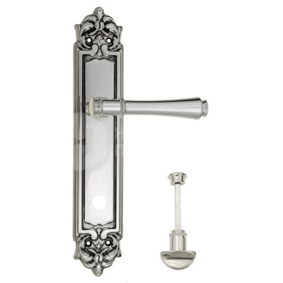 Дверная ручка на планке Venezia Callisto VNZ1529 PL96 натуральное серебро + черный