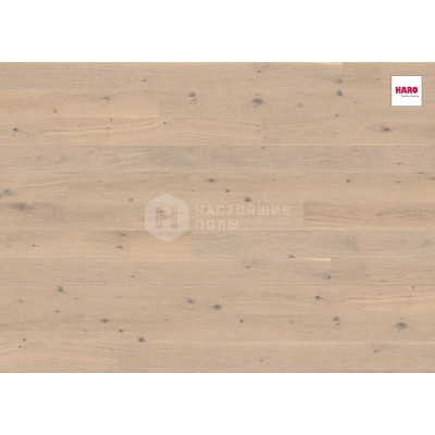 Паркетная доска Haro Parquet 528139 Дуб Жемчужно-белый выбеленный Саваж брашированный однополосный