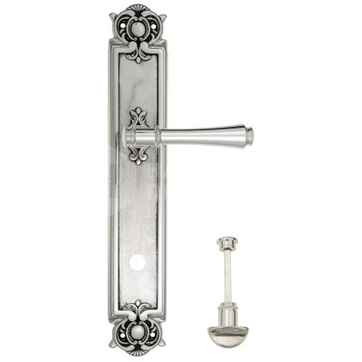 Дверная ручка на планке Venezia Callisto VNZ1554 PL97 натуральное серебро + черный
