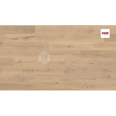 Паркетная доска Haro Parquet 4000 Strip 529268 Дуб Светлый белый Саваж брашированный однополосный