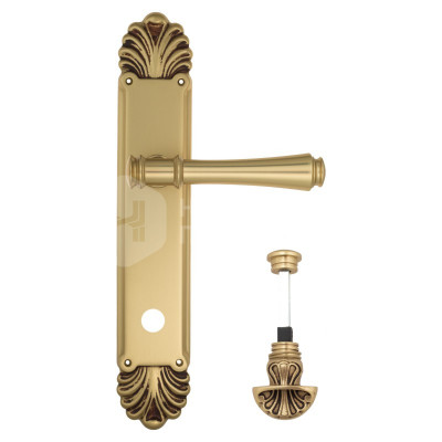 Дверная ручка на планке Venezia Callisto VNZ3346 PL87 французское золото + коричневый