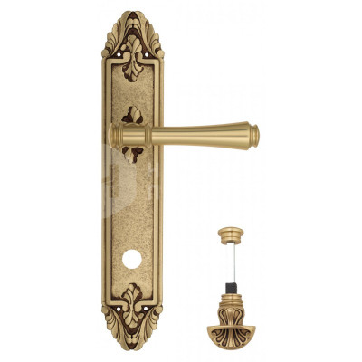 Дверная ручка на планке Venezia Callisto VNZ1509 PL90 французское золото + коричневый