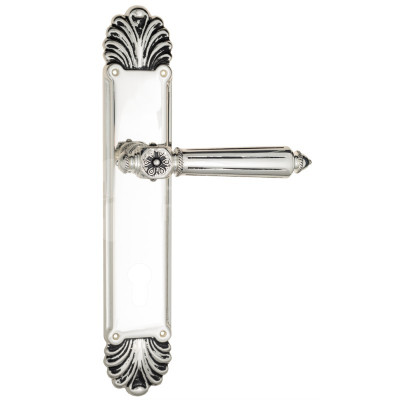 Дверная ручка на планке Venezia Castello VNZ2899 PL87 натуральное серебро + черный