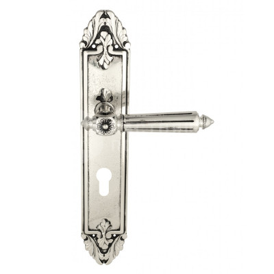 Дверная ручка на планке Venezia Castello VNZ2613 PL90 натуральное серебро + черный