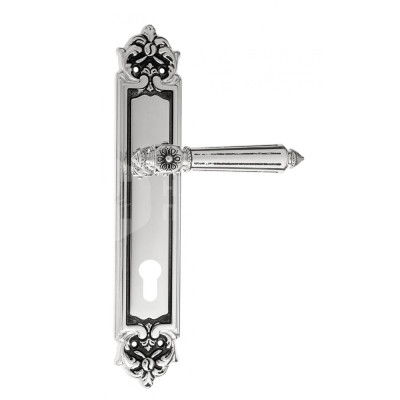 Дверная ручка на планке Venezia Castello VNZ1333 PL96 натуральное серебро + черный