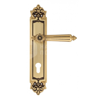 Дверная ручка на планке Venezia Castello VNZ1353 PL96 французское золото + коричневый