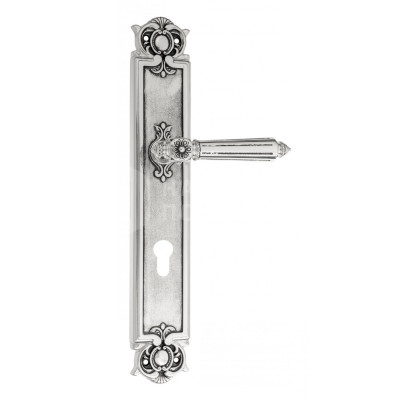 Дверная ручка на планке Venezia Castello VNZ1330 PL97 натуральное серебро + черный