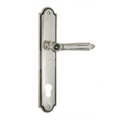 Дверная ручка на планке Venezia Castello VNZ1576 PL98 натуральное серебро + черный