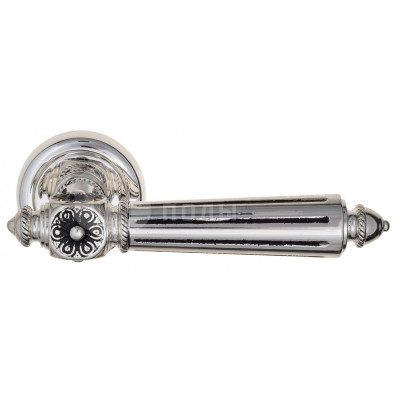 Дверная ручка Venezia Castello VNZ1679 D1 натуральное серебро + черный
