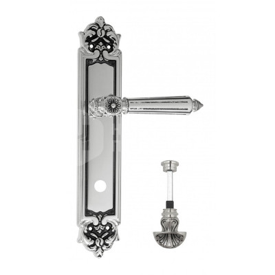 Дверная ручка на планке Venezia Castello VNZ2657 PL96 натуральное серебро + черный