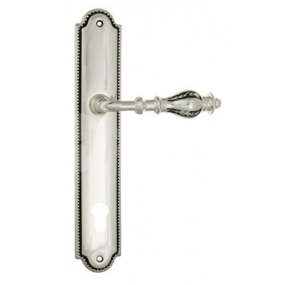 Дверная ручка на планке Venezia Gifestion VNZ3846 PL98 натуральное серебро + черный