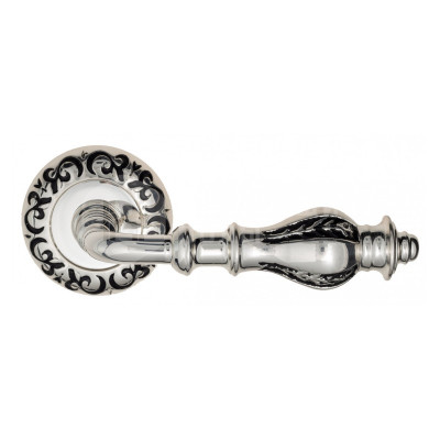 Дверная ручка Venezia Gifestion VNZ3658 D4 натуральное серебро + черный