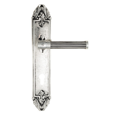 Дверная ручка на планке Venezia Impero VNZ1978 PL90 натуральное серебро + черный