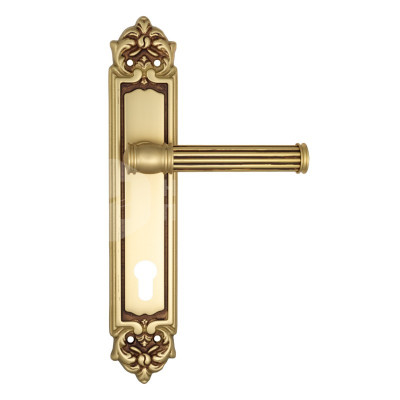 Дверная ручка на планке Venezia Impero VNZ1998 PL96 французcкое золото + коричневый