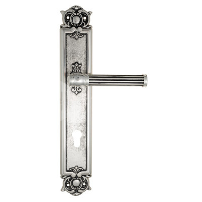 Дверная ручка на планке Venezia Impero VNZ2353 PL97 натуральное серебро + черный