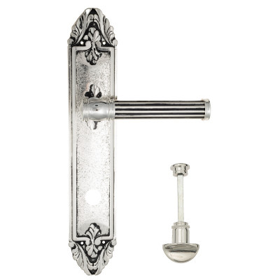 Дверная ручка на планке Venezia Impero VNZ1976 PL90 натуральное серебро + черный