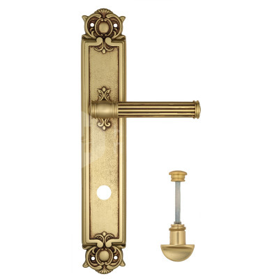 Дверная ручка на планке Venezia Impero VNZ2347 PL97 французcкое золото + коричневый