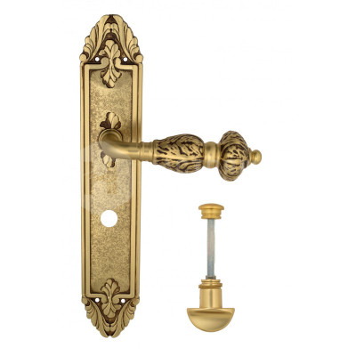 Дверная ручка на планке Venezia Lucrecia VNZ2500 PL90 французское золото + коричневый