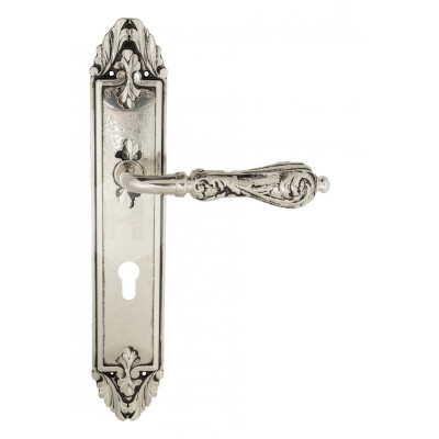 Дверная ручка на планке Venezia Monte Cristo VNZ2520 PL90 натуральное серебро + черный