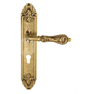 Дверная ручка на планке Venezia Monte Cristo VNZ2522 PL90 французское золото + коричневый
