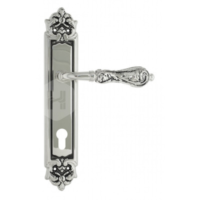 Дверная ручка на планке Venezia Monte Cristo VNZ2030 PL96 натуральное серебро + черный