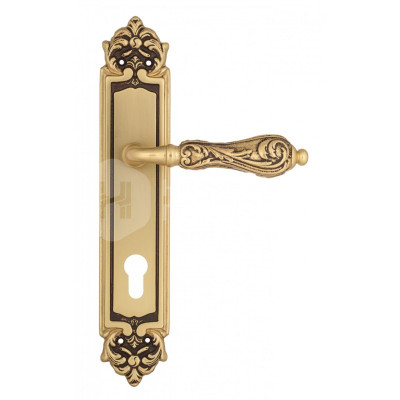 Дверная ручка на планке Venezia Monte Cristo VNZ926 PL96 французское золото + коричневый