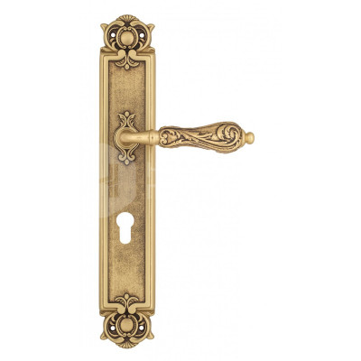 Дверная ручка на планке Venezia Monte Cristo VNZ927 PL97 французское золото + коричневый