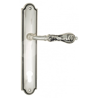 Дверная ручка на планке Venezia Monte Cristo VNZ1590 PL98 натуральное серебро + черный