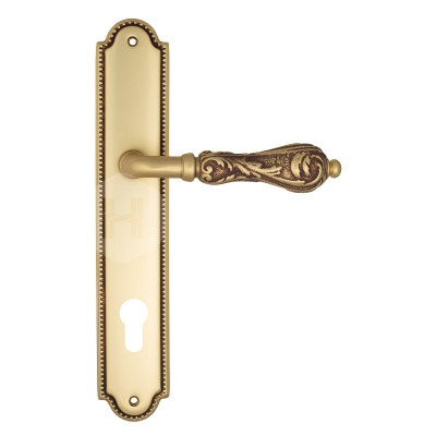 Дверная ручка на планке Venezia Monte Cristo VNZ1586 PL98 французское золото + коричневый