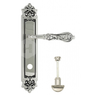 Дверная ручка на планке Venezia Monte Cristo VNZ990 PL96 натуральное серебро + черный