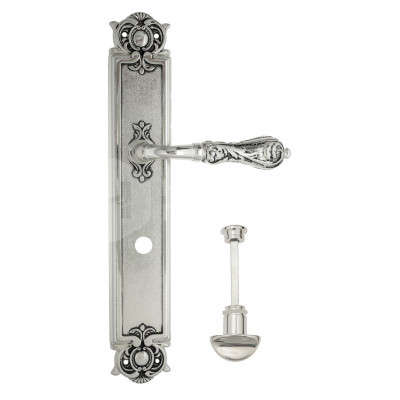 Дверная ручка на планке Venezia Monte Cristo VNZ989 PL97 натуральное серебро + черный