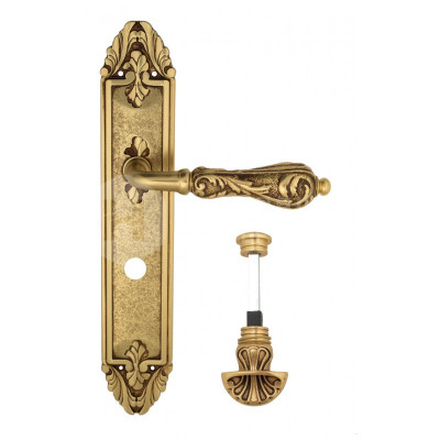 Дверная ручка на планке Venezia Monte Cristo VNZ2532 PL90 французское золото + коричневый