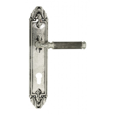 Дверная ручка на планке Venezia Mosca VNZ3051 PL90 натуральное серебро + черный