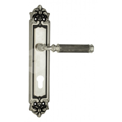 Дверная ручка на планке Venezia Mosca VNZ3083 PL96 натуральное серебро + черный