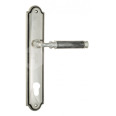 Дверная ручка на планке Venezia Mosca VNZ3128 PL98 натуральное серебро + черный