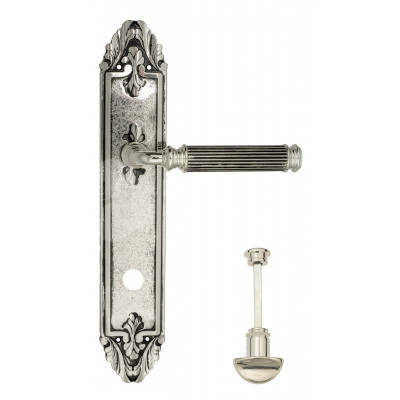 Дверная ручка на планке Venezia Mosca VNZ3063 PL90 натуральное серебро + черный