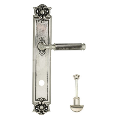 Дверная ручка на планке Venezia Mosca VNZ3113 PL97 натуральное серебро + черный