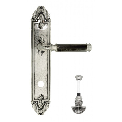 Дверная ручка на планке Venezia Mosca VNZ3068 PL90 натуральное серебро + черный
