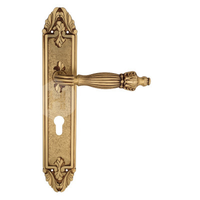 Дверная ручка на планке Venezia Olimpo VNZ2542 PL90 французское золото + коричневый