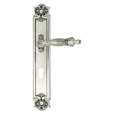 Дверная ручка на планке Venezia Olimpo VNZ1101 PL97 натуральное серебро + черный