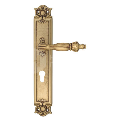 Дверная ручка на планке Venezia Olimpo VNZ1093 PL97 французское золото + коричневый