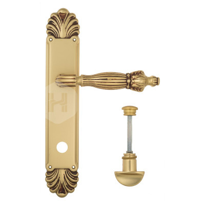 Дверная ручка на планке Venezia Olimpo VNZ3377 PL87 французское золото + коричневый