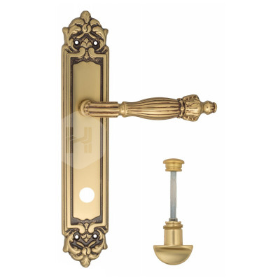 Дверная ручка на планке Venezia Olimpo VNZ1094 PL96 французское золото + коричневый