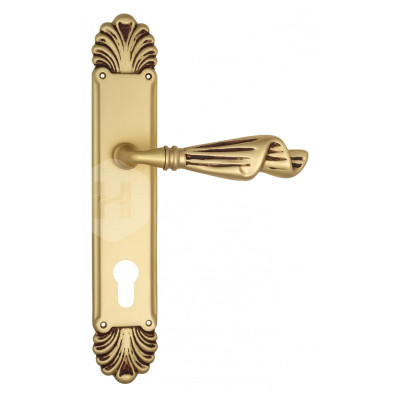 Дверная ручка на планке Venezia Opera VNZ1773 PL87 французское золото + коричневый