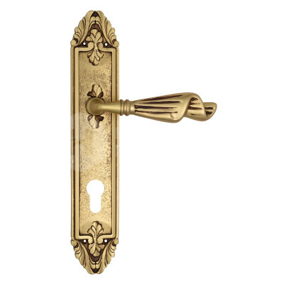 Дверная ручка на планке Venezia Opera VNZ3814 PL90 французское золото + коричневый