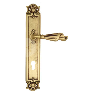 Дверная ручка на планке Venezia Opera VNZ3817 PL97 французское золото + коричневый
