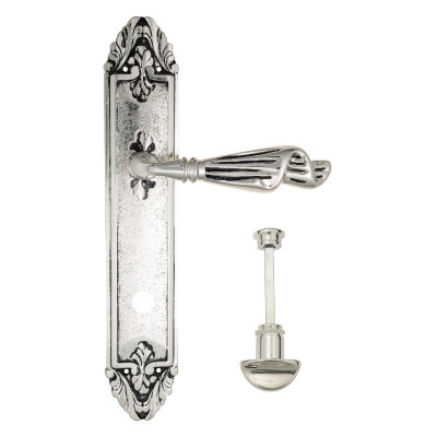 Дверная ручка на планке Venezia Opera VNZ3842 PL90 натуральное серебро + черный