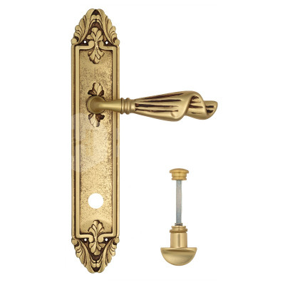 Дверная ручка на планке Venezia Opera VNZ3813 PL90 французское золото + коричневый